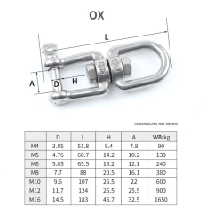 Manille à chaîne inox marine avec émerillon rotatif