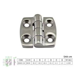 Charnière inox marine 38x38 mm pour bateau semi-rigide