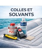 Colles et solvants pour réparation de bateaux semi-rigides