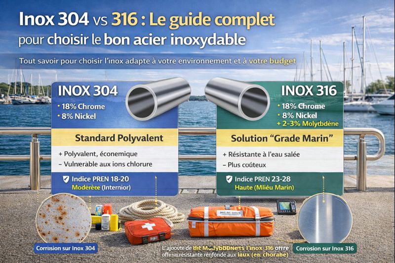 Types d’Inox en milieu marin